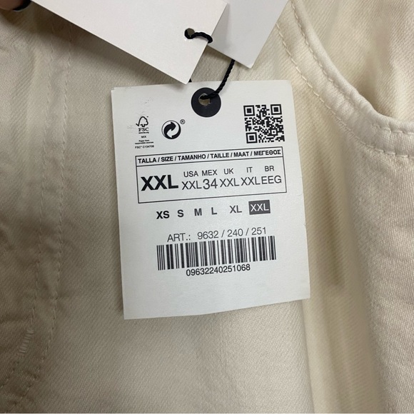 NWT Zara The Mercer Jogger 100% Cotton Jeans in Ecru Cream size XXL - Picture 5 of 16